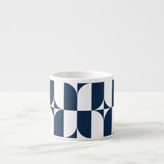 Bold Blue and White Mid-Century Modern Geometric E Espresso Cup