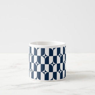 Bold Blue and White Mid-Century Modern Geometric Espresso Cup