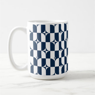 Bold Blue and White Mid-Century Modern Geometric L Coffee Mug