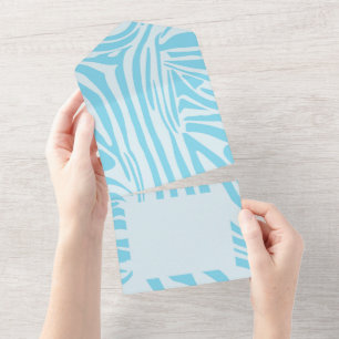 Bold Blue and White Zebra Print All In One Invitation