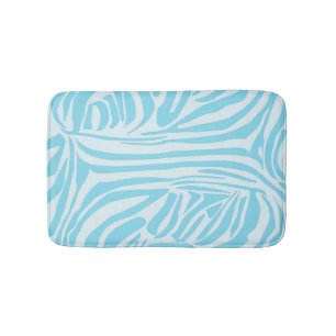 Bold Blue and White Zebra Print Bath Mat