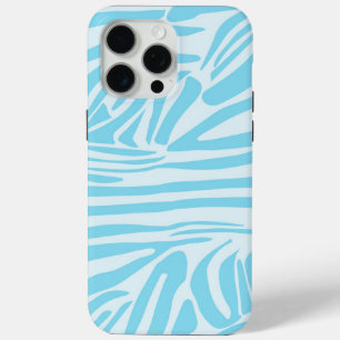Bold Blue and White Zebra Print iPhone 15 Pro Max Case
