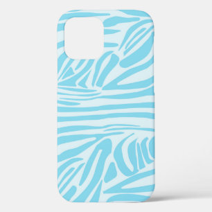 Bold Blue and White Zebra Print iPhone 12 Case