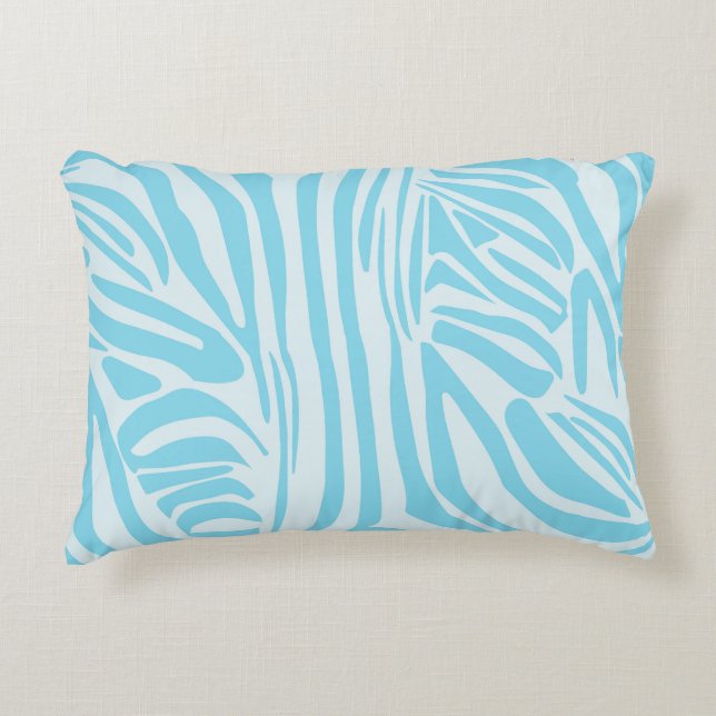 Bold Blue and White Zebra Print Decorative Cushion (Front)