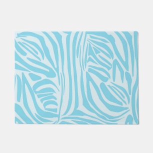 Bold Blue and White Zebra Print Doormat