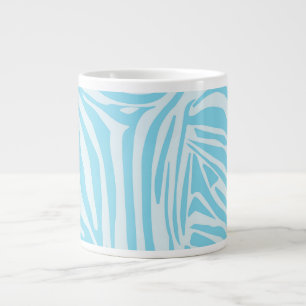 Bold Blue and White Zebra Print Large Coffee Mug