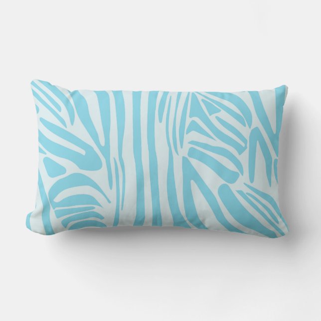 Bold Blue and White Zebra Print Lumbar Cushion (Front)