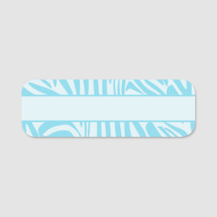 Bold Blue and White Zebra Print Name Tag