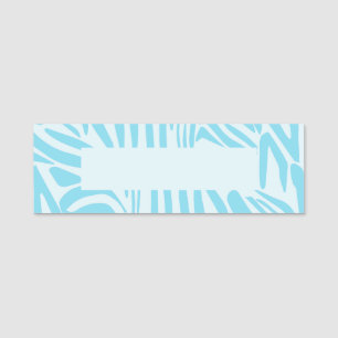 Bold Blue and White Zebra Print Name Tag