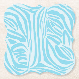Bold Blue and White Zebra Print Paper Coaster