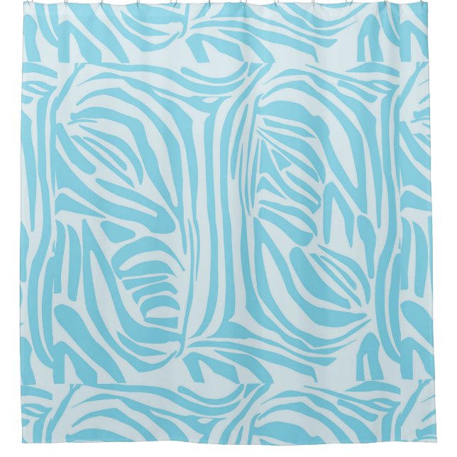 Bold Blue and White Zebra Print Shower Curtain (Front)