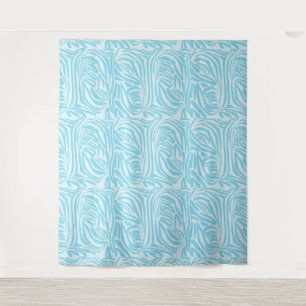 Bold Blue and White Zebra Print Tapestry