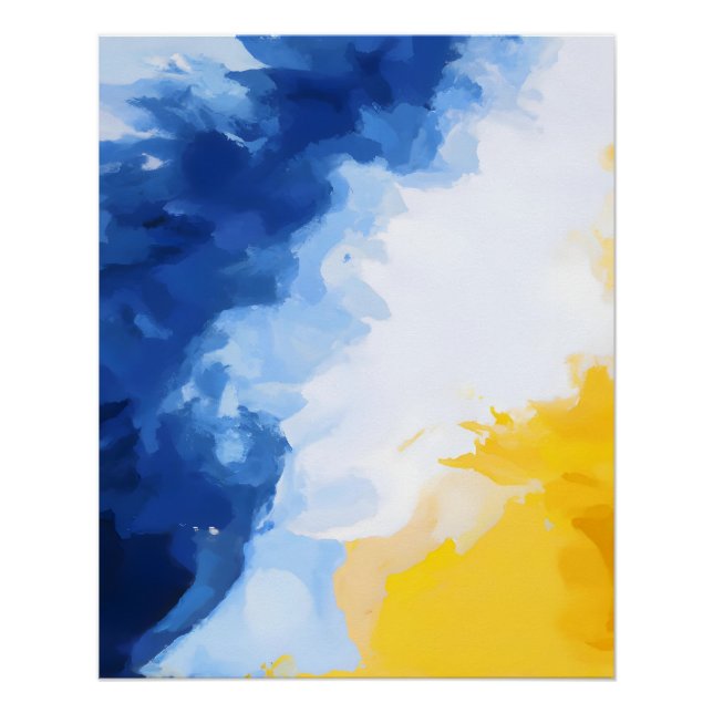 Bold Blue and Yellow Abstract Flow Poster (Front)