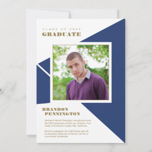 Bold Blue Angles Graduation Announcement