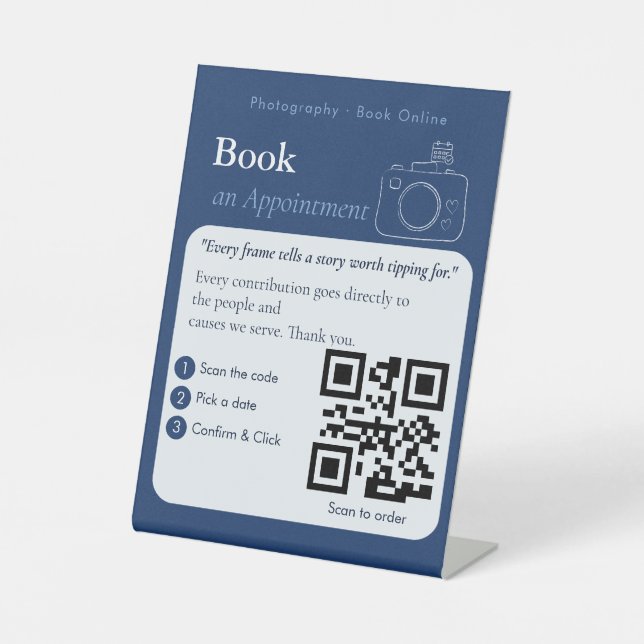 Bold Blue Book Now QR Code Sign | Appointments  (Front)