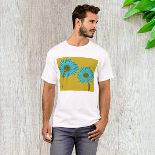 Bold Blue Daisy Art on Mustard Yellow Background  T-Shirt