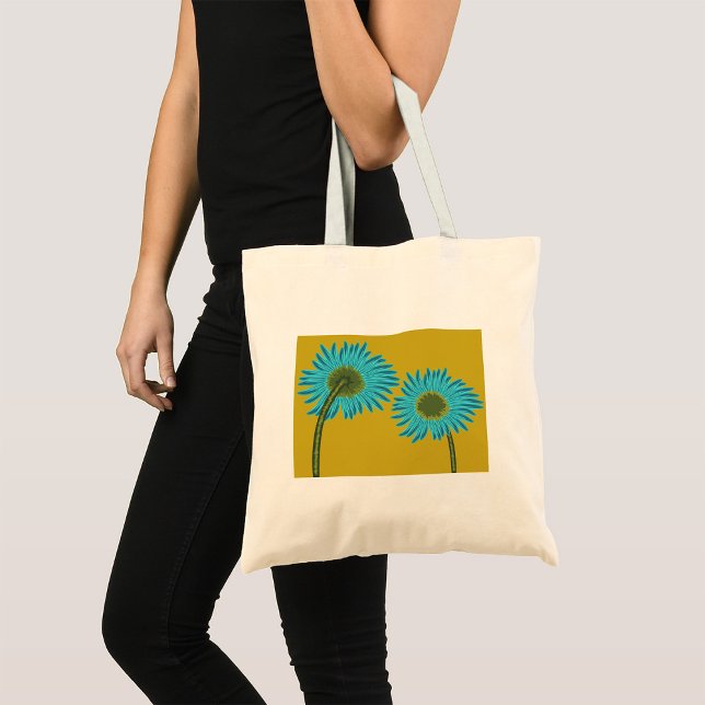 Bold Blue Daisy Art on Mustard Yellow Background  Tote Bag (Creator Uploaded)