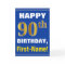 Bold, Blue, Faux Gold 90th Birthday w/ Name Card