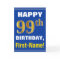 Bold, Blue, Faux Gold 99th Birthday w/ Name Card