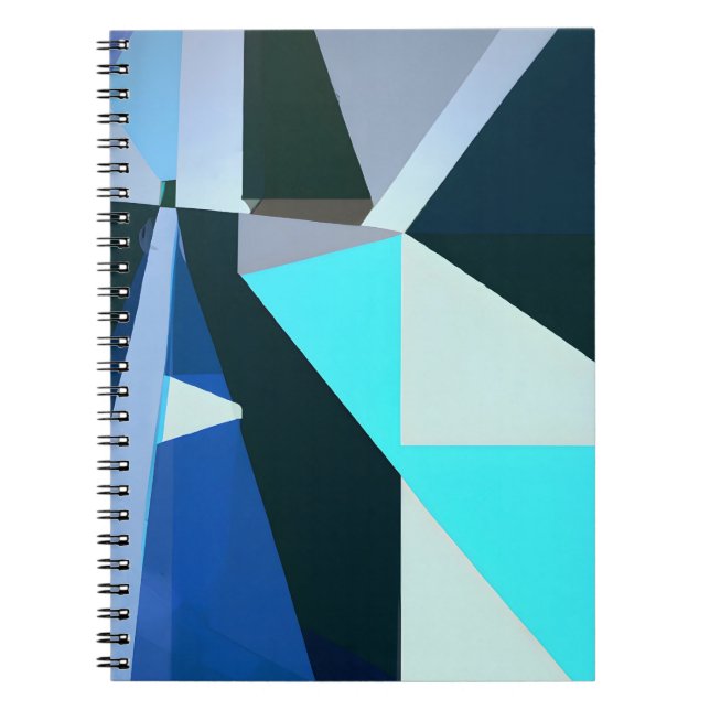 Bold Blue Geometric Abstract Art Notebook (Front)