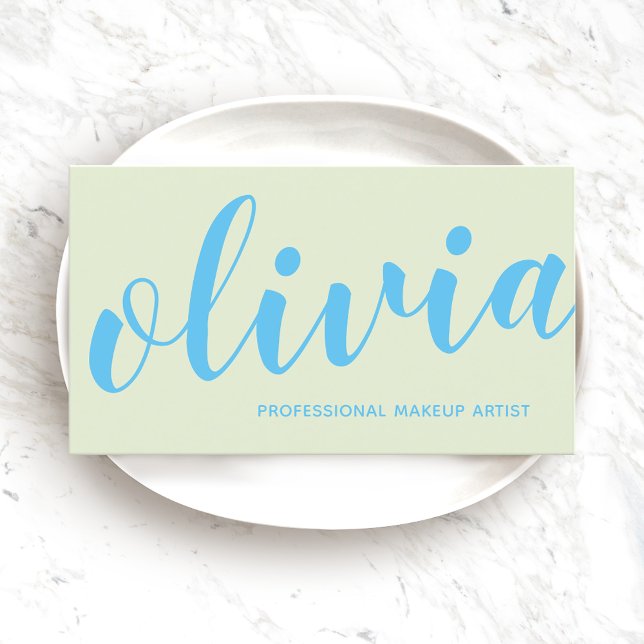 Bold Blue Handwritten Script Calligraphy Business Card (Creator Uploaded)