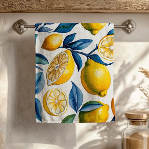 Bold Blue Italian Positano Lemon Hand Towel