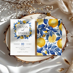 Bold Blue Italian Positano Lemon  Invitation