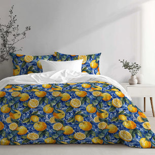 Bold Blue Italian Positano Lemon Pillowcase