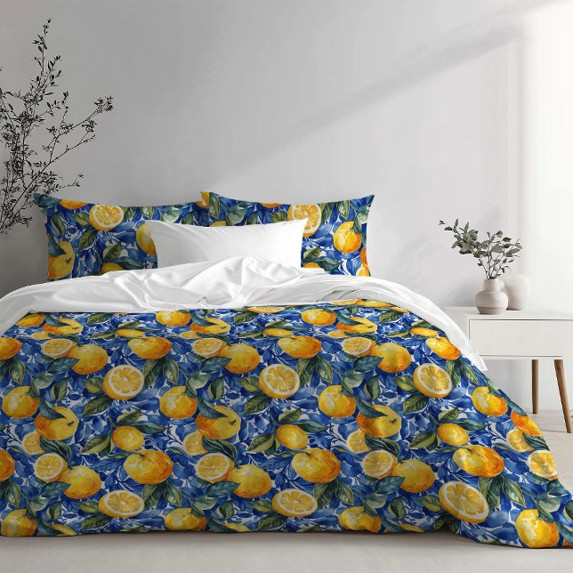 Bold Blue Italian Positano Lemon Pillowcase (Creator Uploaded)