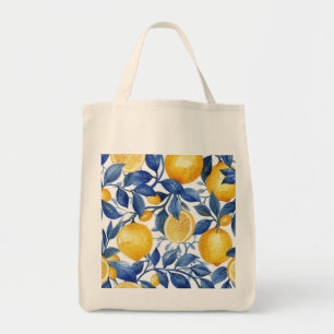 Bold Blue Italian Positano Lemon Tote Bag