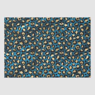 Bold Blue Leopard Print   Glam Animal Pattern Tissue Paper