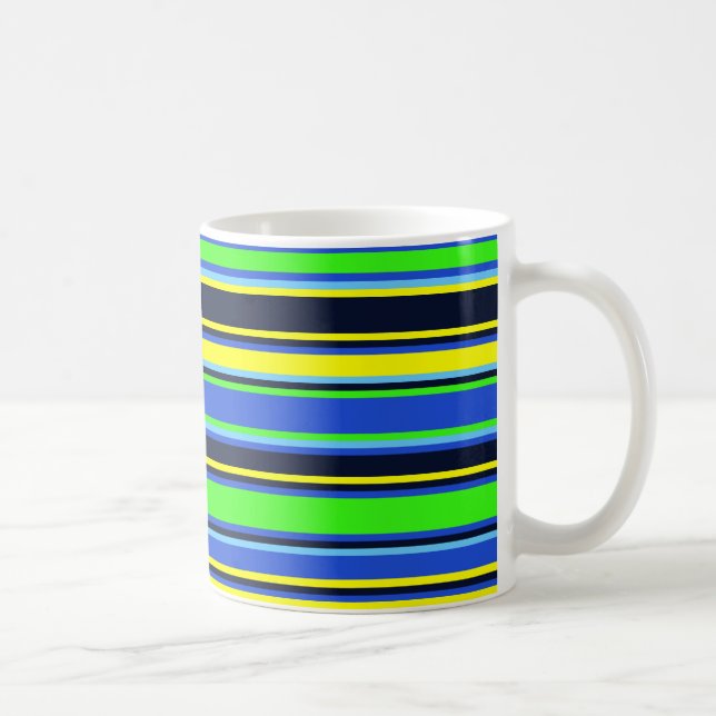 Bold Blue Lime Yellow Striped Mug (Right)