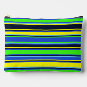 Bold Blue, Lime, & Yellow Striped Pouch