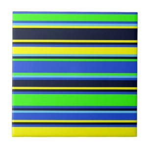 Bold Blue, Lime, & Yellow Striped Tile