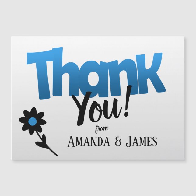 Bold Blue Logo with Clipart Flower – Thank You (Front)