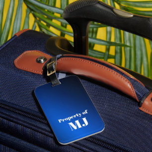 Bold Blue Monogram Personalised Luggage Tag