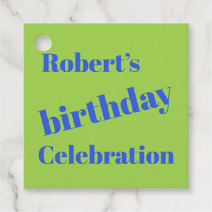 Bold Blue On Lime Green Birthday Party Favour Tags