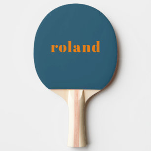 Bold Blue Orange Name Ping Pong Paddle