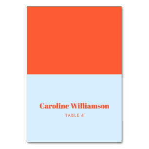 Bold Blue Orange Typography Custom Place Card
