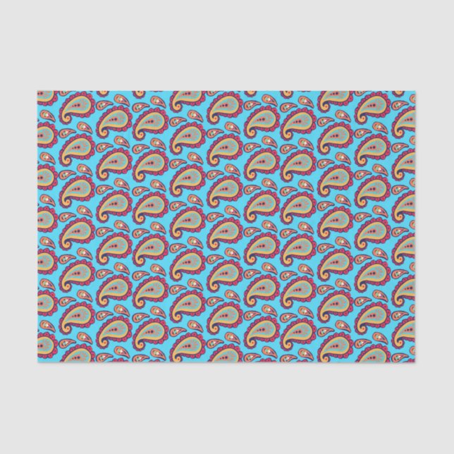 Bold Blue Paisley Tissue Paper (Front)