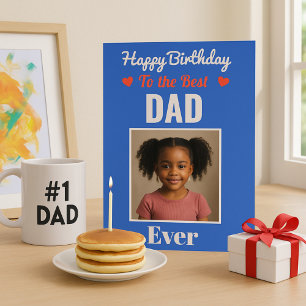 Bold Blue Photo Birthday for Dad from Child Card