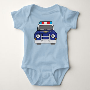 Bold Blue Police Patrol Car Baby Bodysuit
