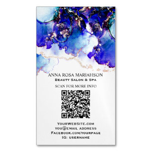 *~* BOLD Blue  QR CODE Yummy  Gold Gilded  AP29 Magnetic Business Card