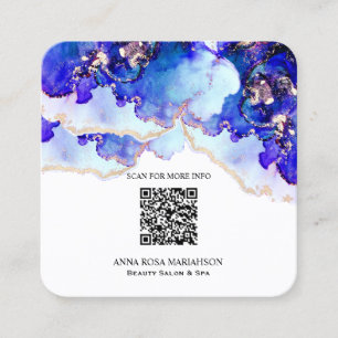 *~* BOLD Blue  QR CODE Yummy  Gold Gilded  AP29 Square Business Card
