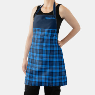 Bold Blue Tartan Plaid Apron