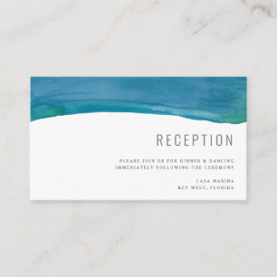 Bold blue watercolor wave wedding enclosure card