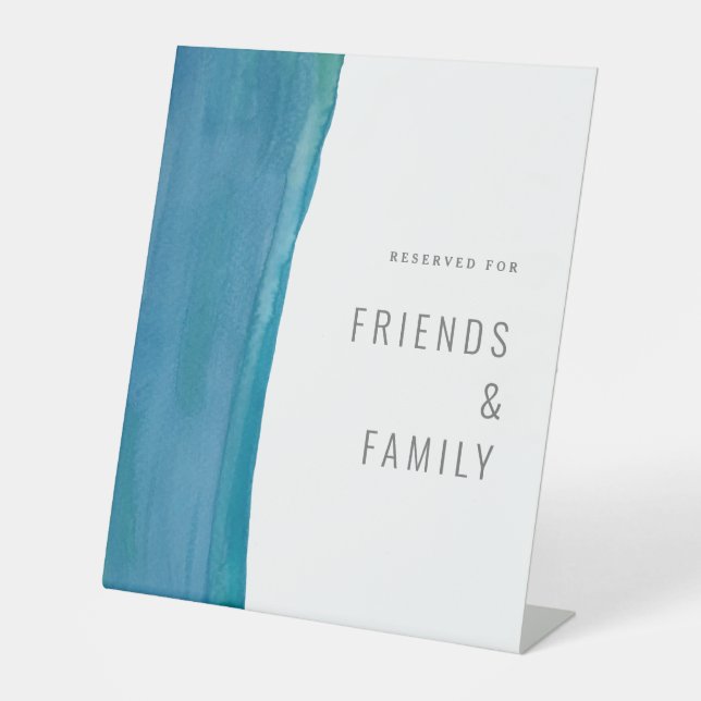 Bold blue watercolor wave wedding sign (Front)