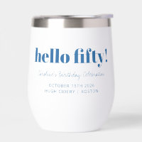 Bold Blue White Modern 50th Birthday Custom