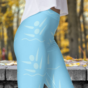 Bold Blue Womens Synchronised Swimming Pattern Leggings