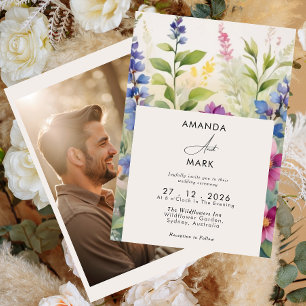Bold Bohemian Colourful Wildflower Unique Wedding  Invitation